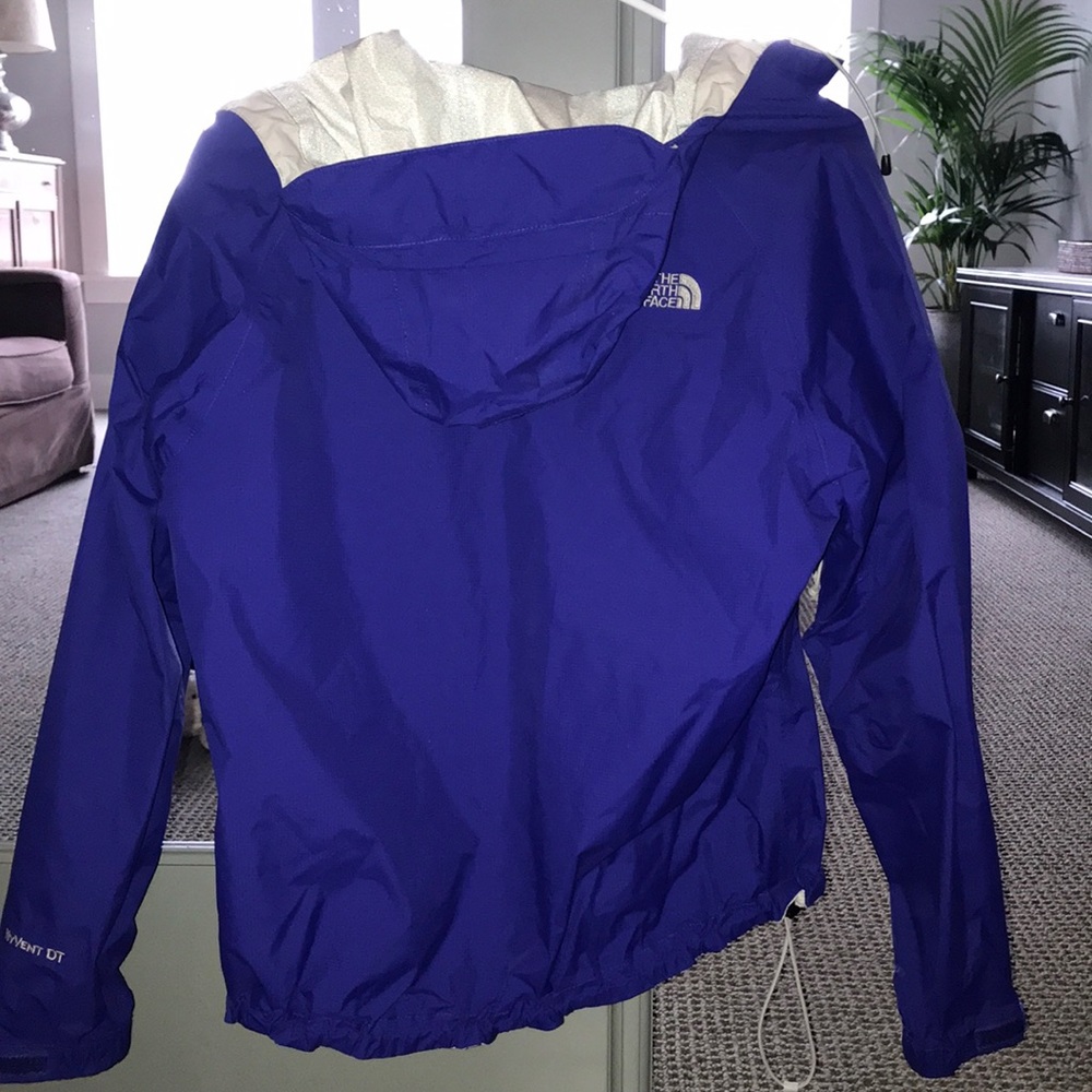Blue north face rain jacket